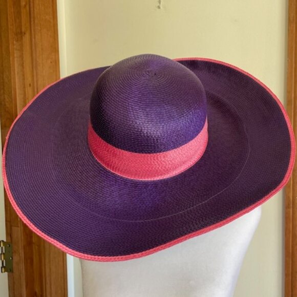 HARVE BENARD Wide Brim Sun Vintage Hat Purple Pink